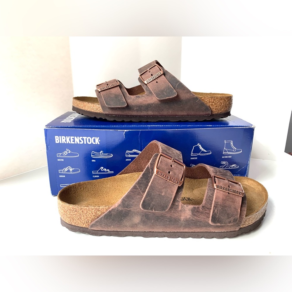 Birkenstock Arizona Oiled Leather Sandals Tobacco Brown Sz 41 M8/W10